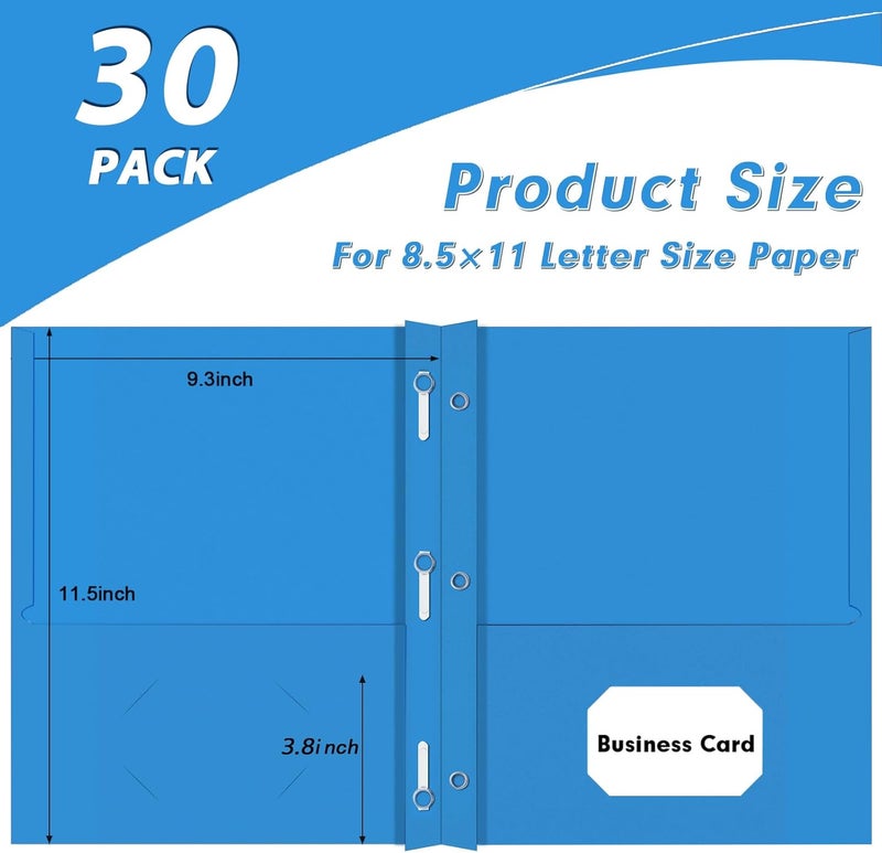 PANDRI Two Pocket Folders, 30 Pack with Prongs, Letter Size, Lightblue - Image 4
